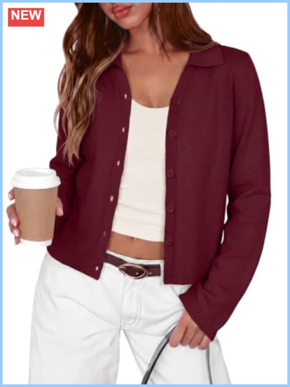 Women Lightweight Button Down Cardigan Lapel V Neck Long Sleeve Knit Sweater
